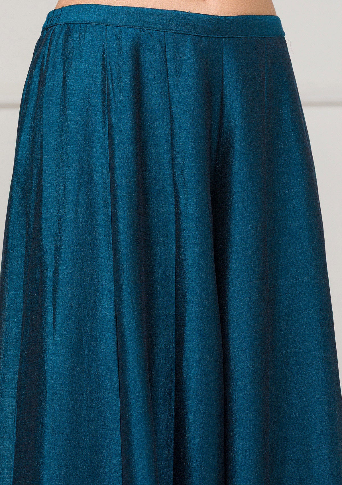 Peacock Blue Blooming Vichitra Embroidery Work Salwar Suit - Image 6