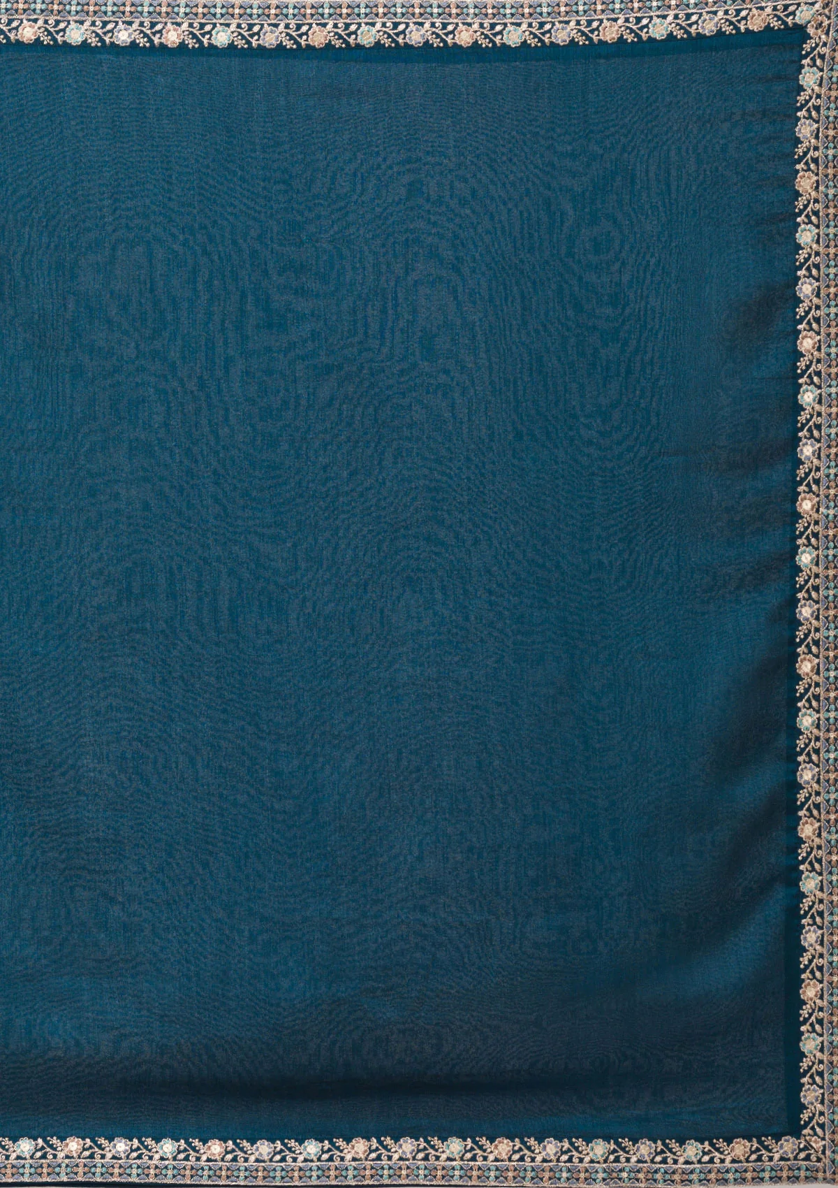 Peacock Blue Blooming Vichitra Embroidery Work Salwar Suit - Image 7