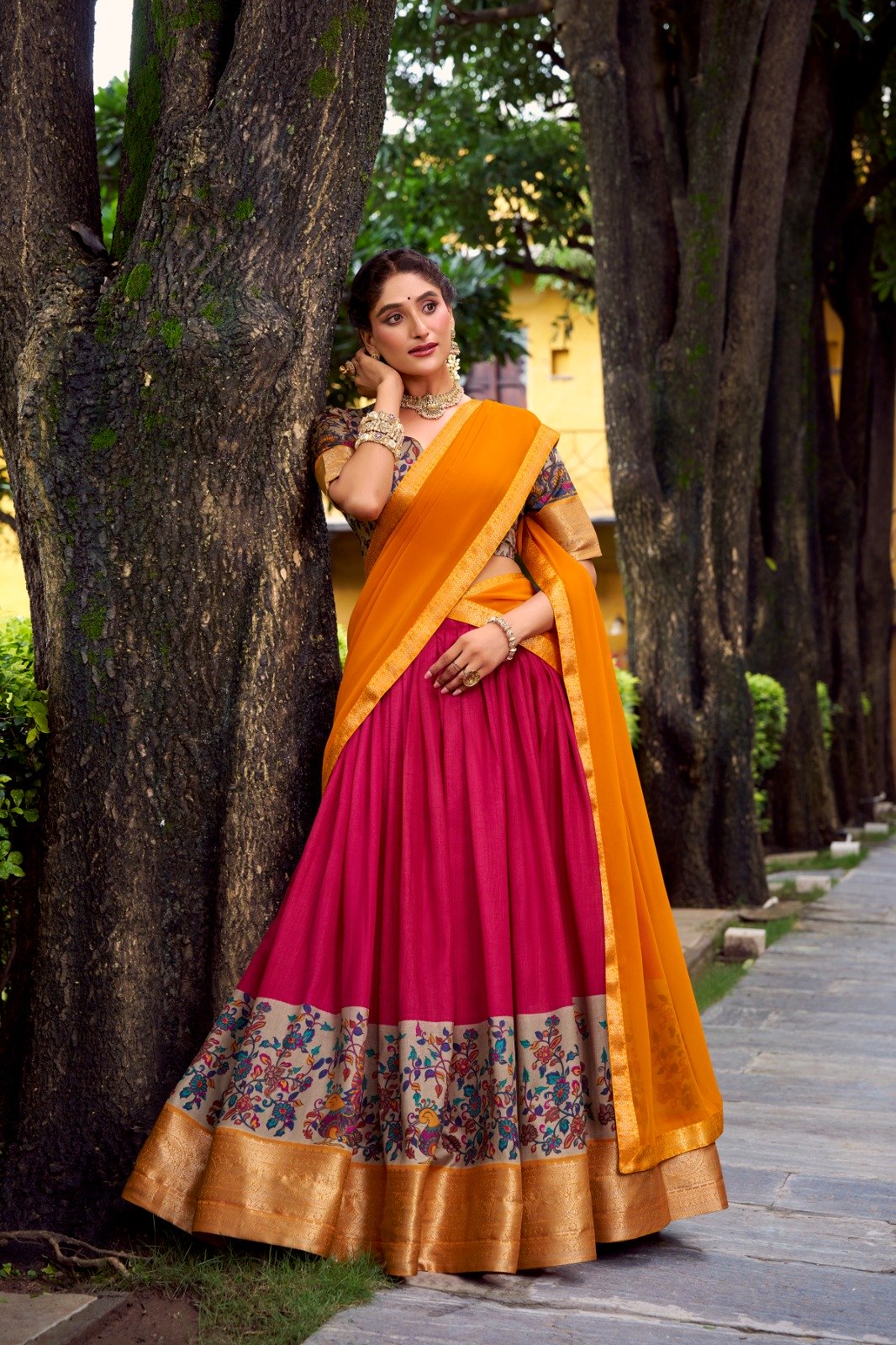 Pink Aastha Silk Lace Zari Work Lehenga Choli - Image 2