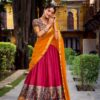 Pink Aastha Silk Lace Zari Work Lehenga Choli