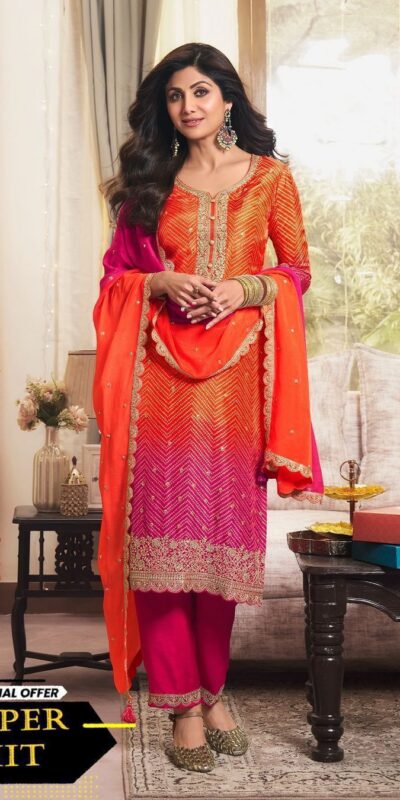 Pink Chinoon Silk Embroidery Work Salwar Suit