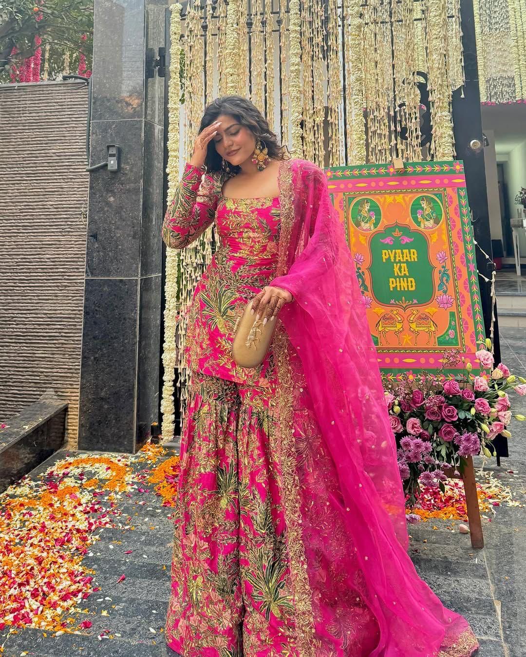 BD 1731 Pink Silk- Faux Georgette Digital Print Salwar Suit Casual, Wedding, Party, Festive, Events Etc.4-6 Working Days@ 1999/-only | Jump Suits, Salwar suit, Casual Suits, Creative suits, Designer Suits, Palazzo Suits, Party Wear Suits, Patiala Suits, Straight Suits