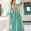 Pista Fendy Silk Embroidery Work Gown