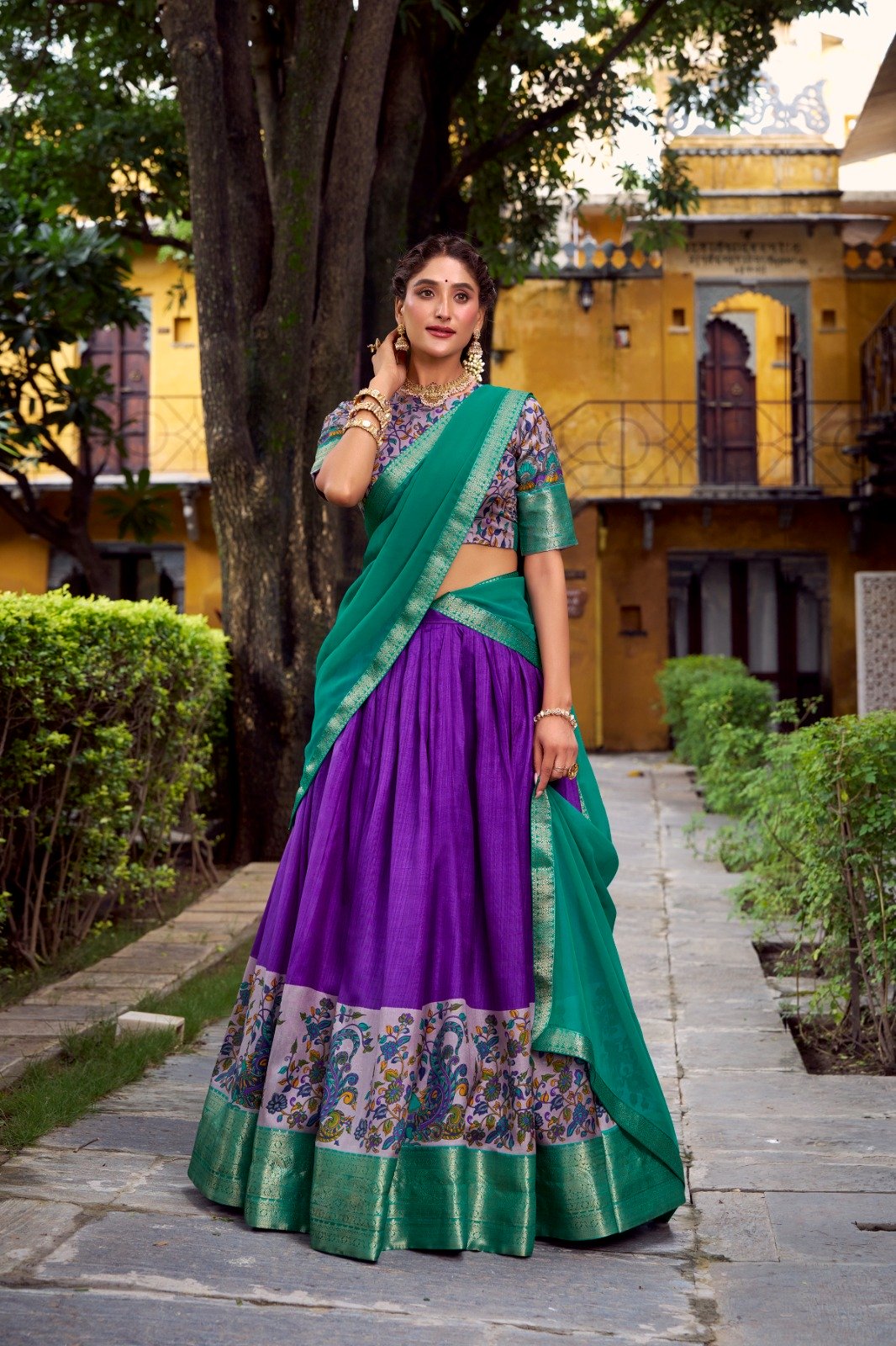Purple Aastha Silk Lace Zari Work Lehenga Choli - Image 2
