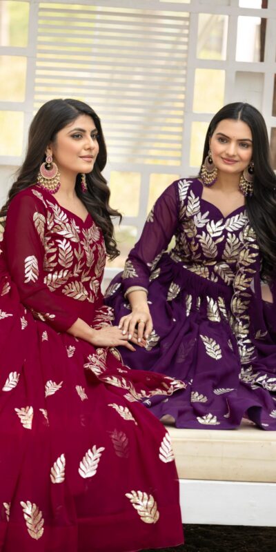 Ram 087 Purple in Fox Georgette Embroidery Work & Thread Embroidery Gown . Special Price ₹2149. Delivery 4-6 Working Days. Shop now. | Gowns, Bollywood Gowns, Creative Gowns, Designer Gowns, Embroidered Gowns, Party Wear Gowns