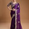 Purple Rangoli Silk Sequins Embroidery Work Saree