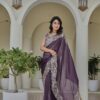 Ram 010 Purple Color Silver Crunchy Saree with Embroidery Work. Special Price ₹2149. Delivery 4-6 Working Days. Shop now. | Sarees, Bollywood Sarees, Creative Sarees, Designer Sarees, Embroidered Sarees, Ethnic Saree, Modern Digital sarees, Party Wear Sarees