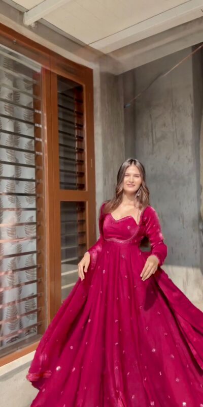 RTC 5937 Rani Pink Fendy silk Gown with Lace Work. Wedding, Party, Festive, Events Get it for βΉ2149. Delivery 4-6 Working Days. Shop now. | Gowns, Bollywood Gowns, Creative Gowns, Designer Gowns, Embroidered Gowns, Party Wear Gowns