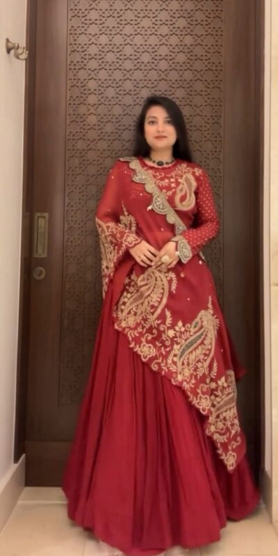 Red Georgette Embroidery Work Lehenga Choli