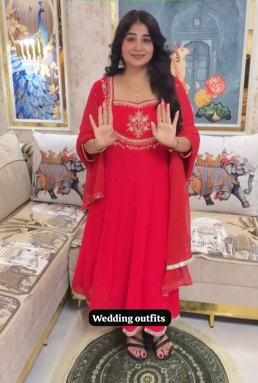 Red Georgette Lace Embroidery Work Salwar Suit