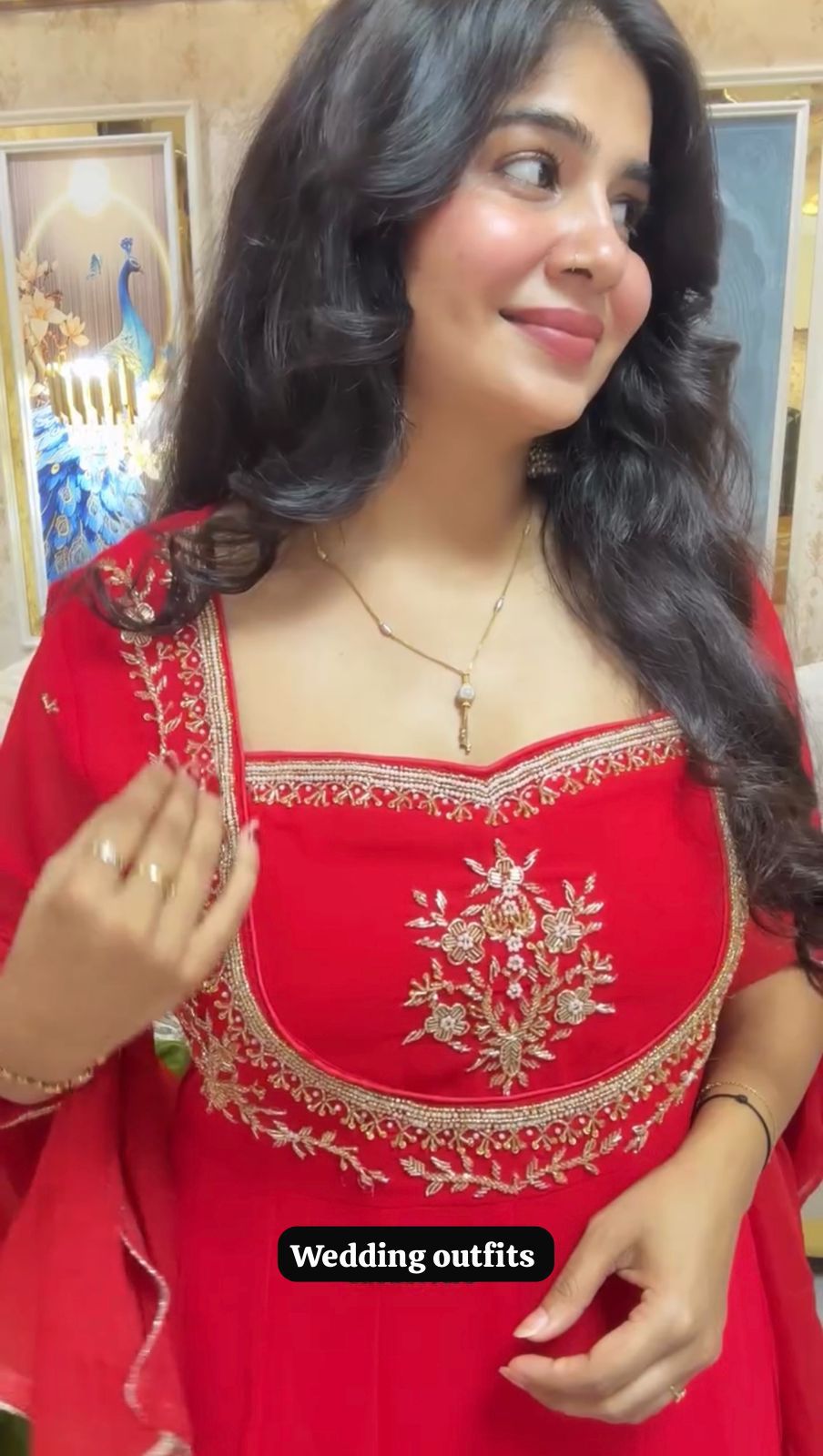 Red Georgette Lace Embroidery Work Salwar Suit - Image 4