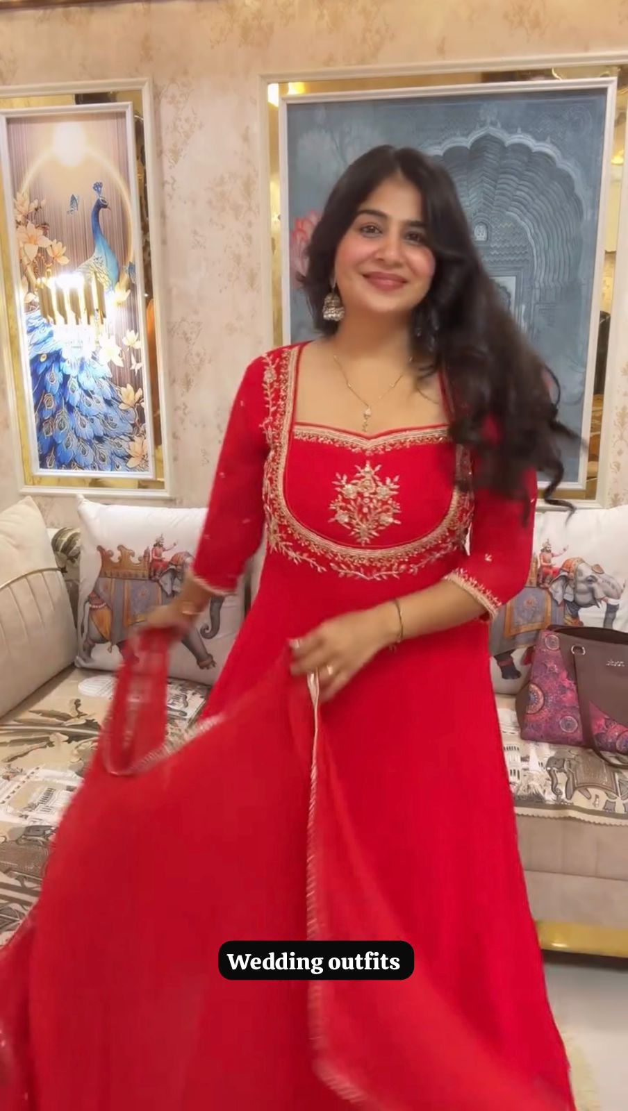 Red Georgette Lace Embroidery Work Salwar Suit - Image 3