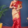 Red Lichi Silk Border Work Saree