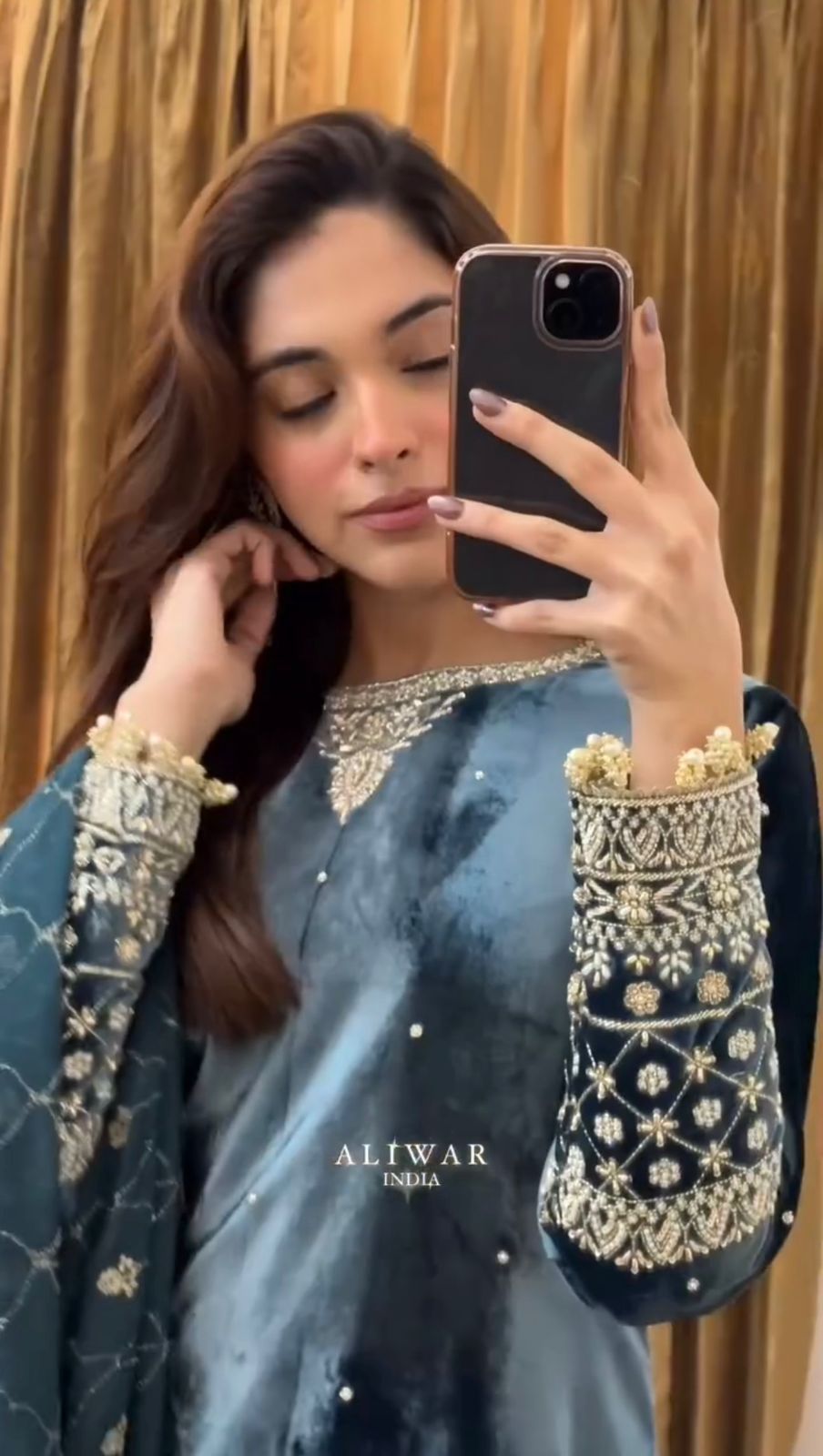 Teal Georgette Sequence Work Salwar Suit - Image 5