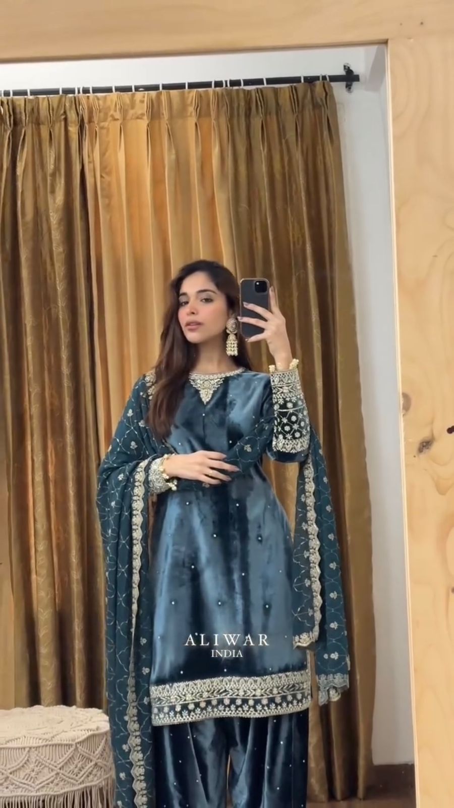 Teal Georgette Sequence Work Salwar Suit - Image 4