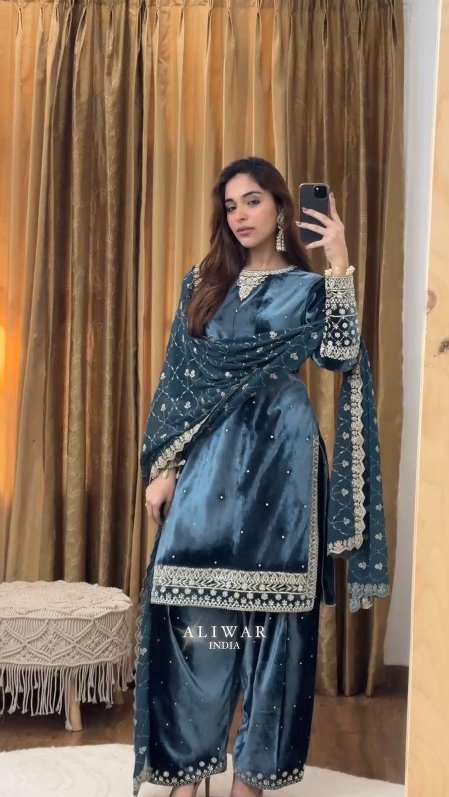 Teal Georgette Sequence Work Salwar Suit - Image 3