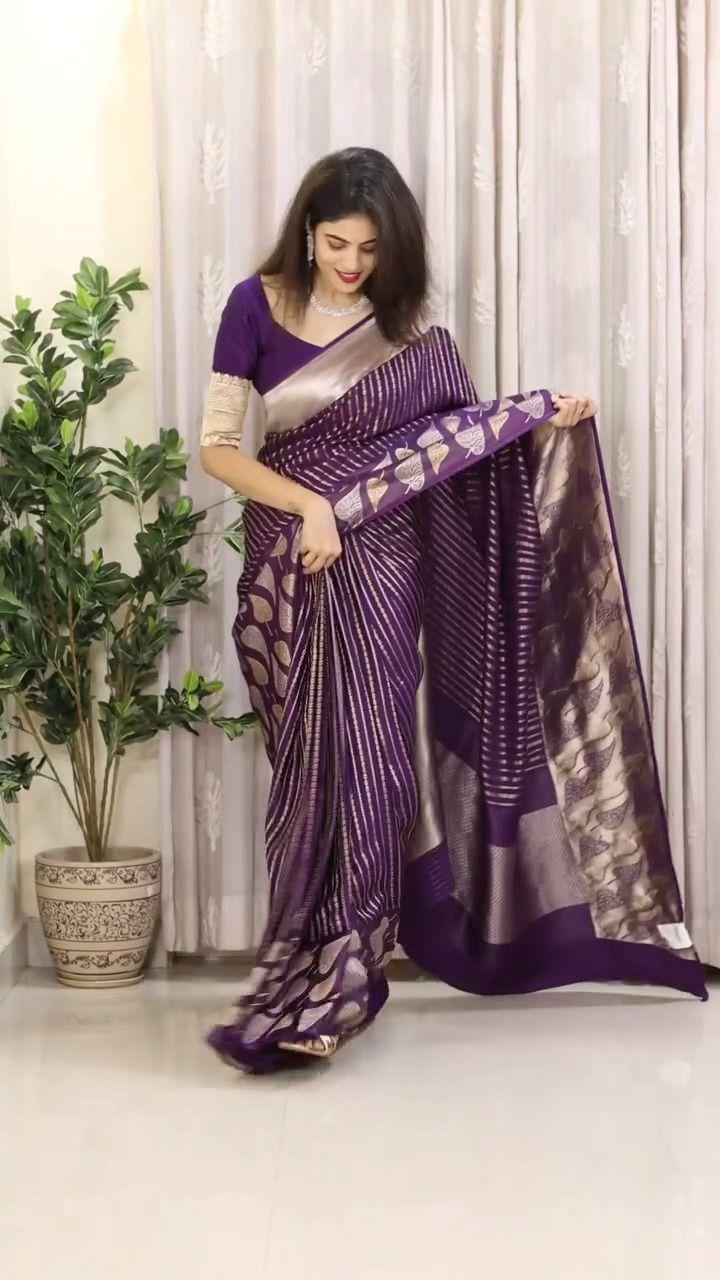 Wine Soft Lichi Silk Border Lace Work Saree - Image 7