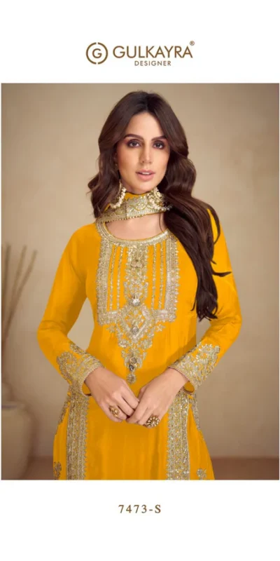 FC GULKAYRA 7473 Yellow Chinon Salwar Suit Perfect for Wedding, Party, Durga Puja, Eid, Sangeet – . Grab it for ₹3199. Delivery 4-6 Working Days. | Jump Suits, Tops & Bottoms, Track Suits, Salwar suit, Casual Suits, Creative suits, Designer Suits, Palazzo Suits, Party Wear Suits, Patiala Suits, Straight Suits, Trendy Wear