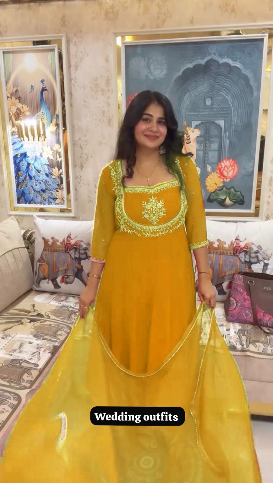 Yellow Georgette Lace Embroidery Work Salwar Suit - Image 2