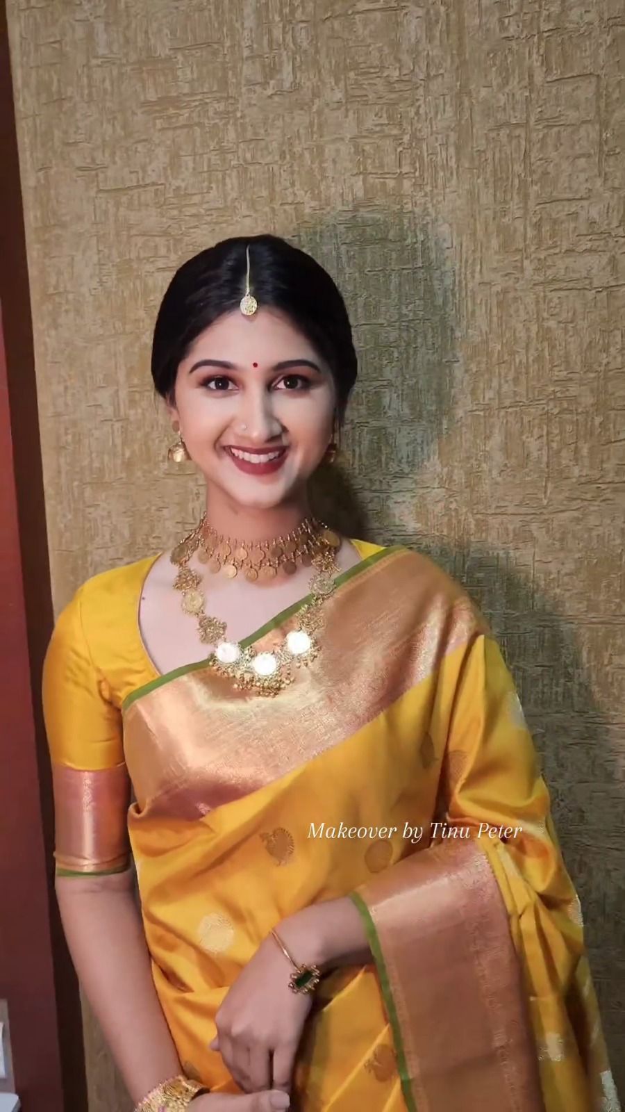 Yellow Soft Lichi Silk Border Work Saree - Image 4