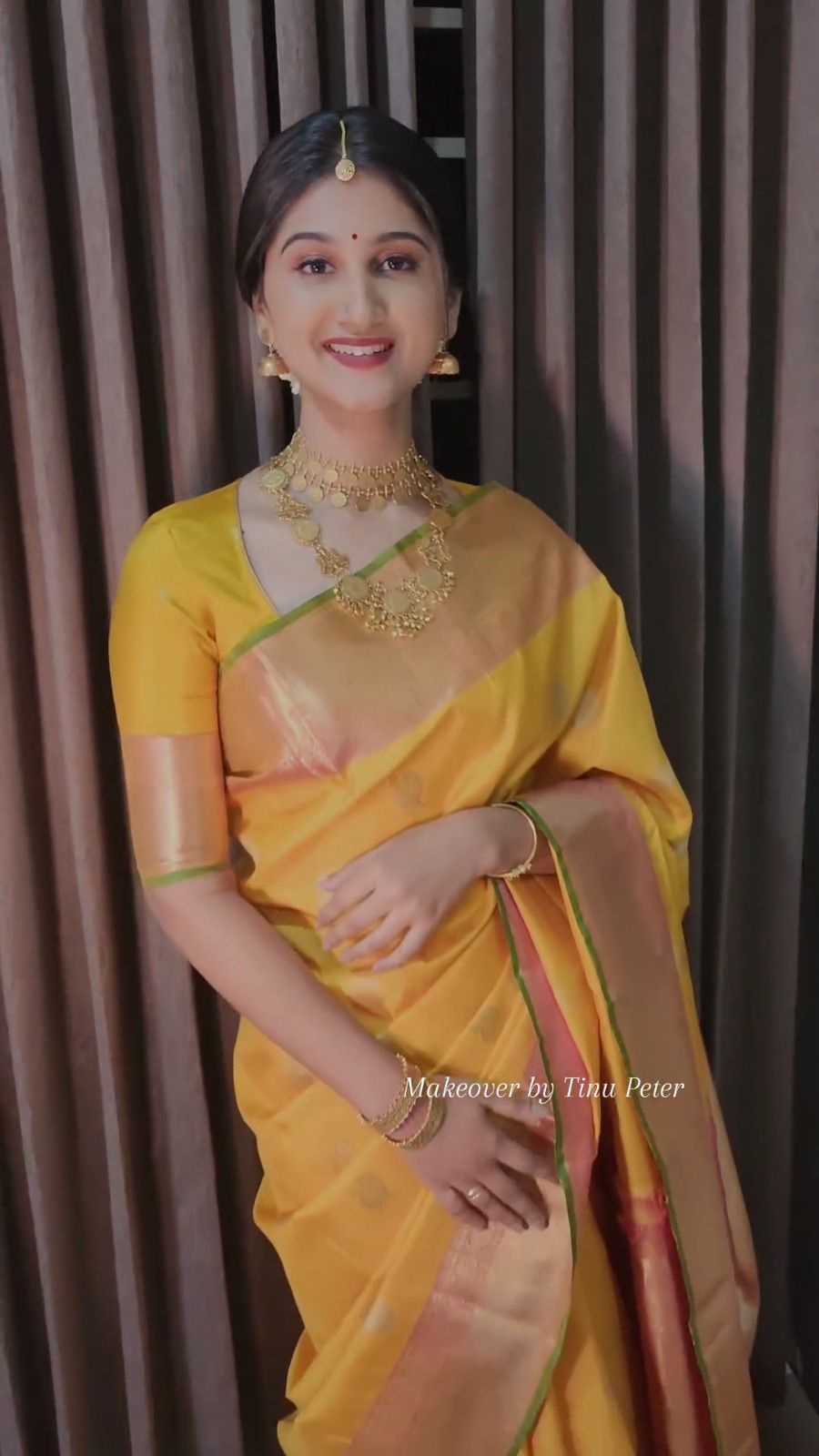 Yellow Soft Lichi Silk Border Work Saree - Image 2