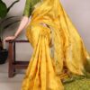 Yellow Jacquard Silk Patola Print With Zari Saree