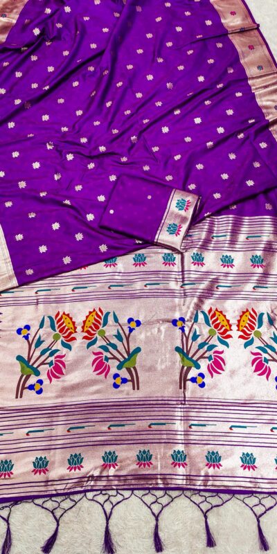 Purple Paithani Silk Lace Zari Work Saree