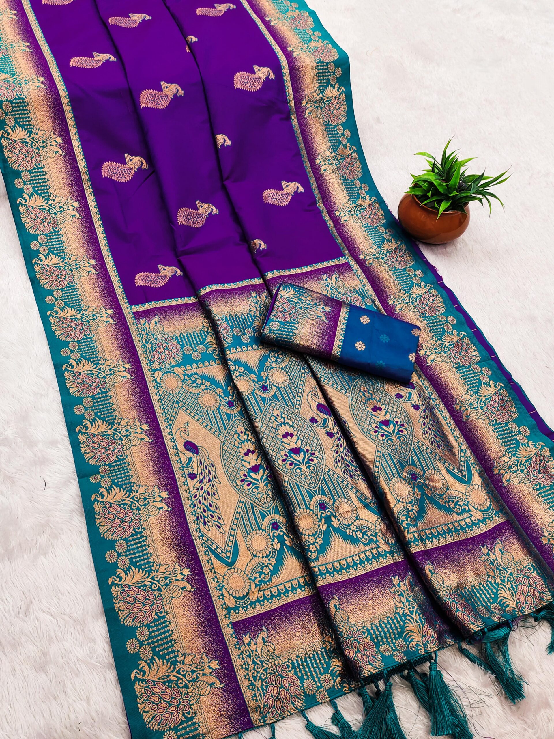 Purple Paithani Silk Zari Lace Work Saree