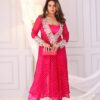 Pink Georgette Embroidery Mirror Work Kurti