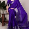 Royal Blue Chinon Zari Weaving Work Saree