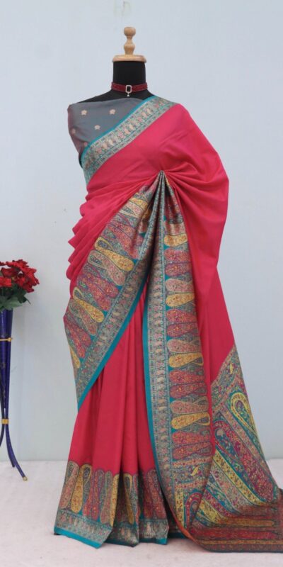 Pink Paithani Silk Woven Motifs Work Saree
