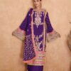 Purple Chinon Embroidery Work Salwar Suit