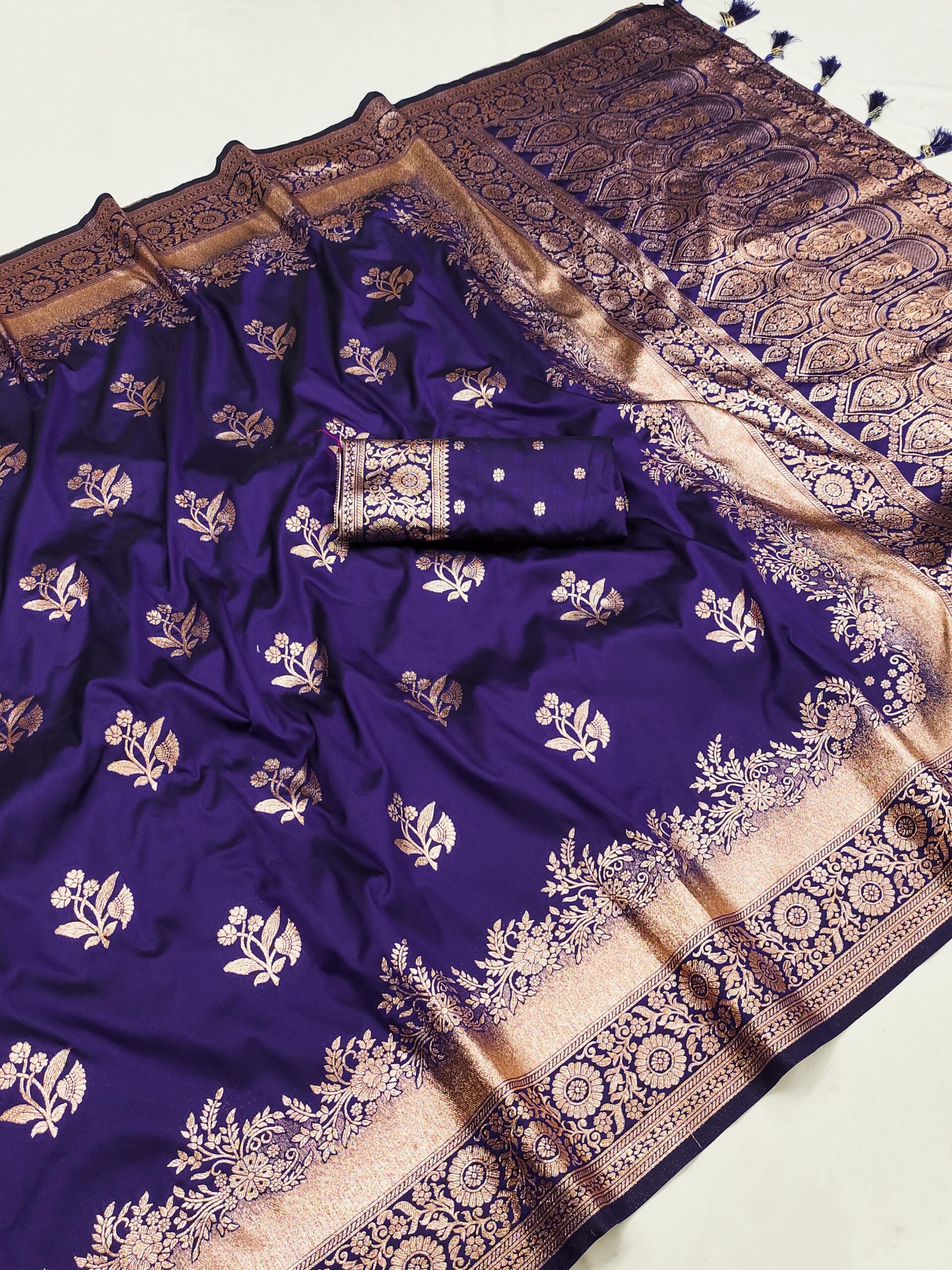 Royal Blue Banarasi Silk Weaving Lace Zari Work Saree