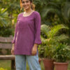 Lavender Rayon Chikan Work Kurti
