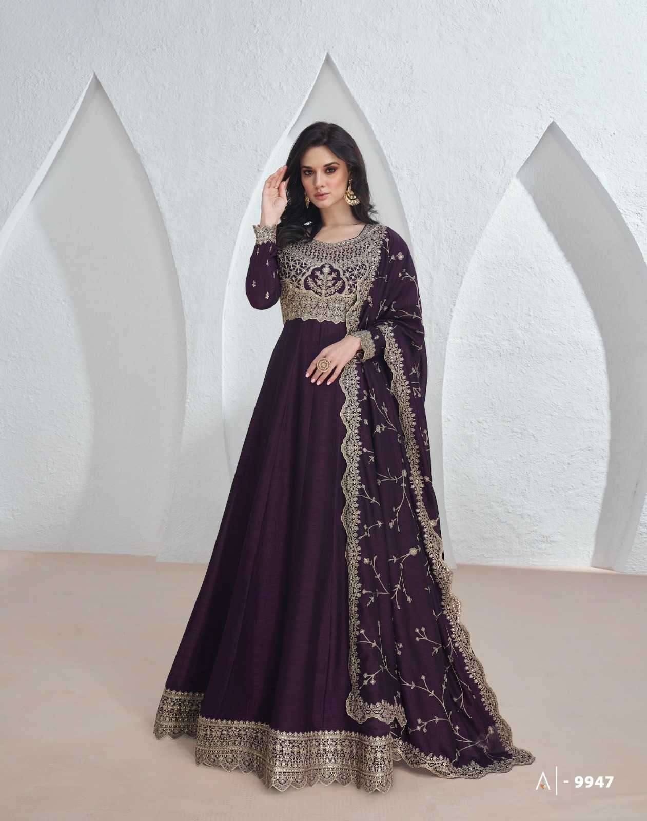 Wine Vichitra Embroidery Lace Work Salwar Suit - Image 2