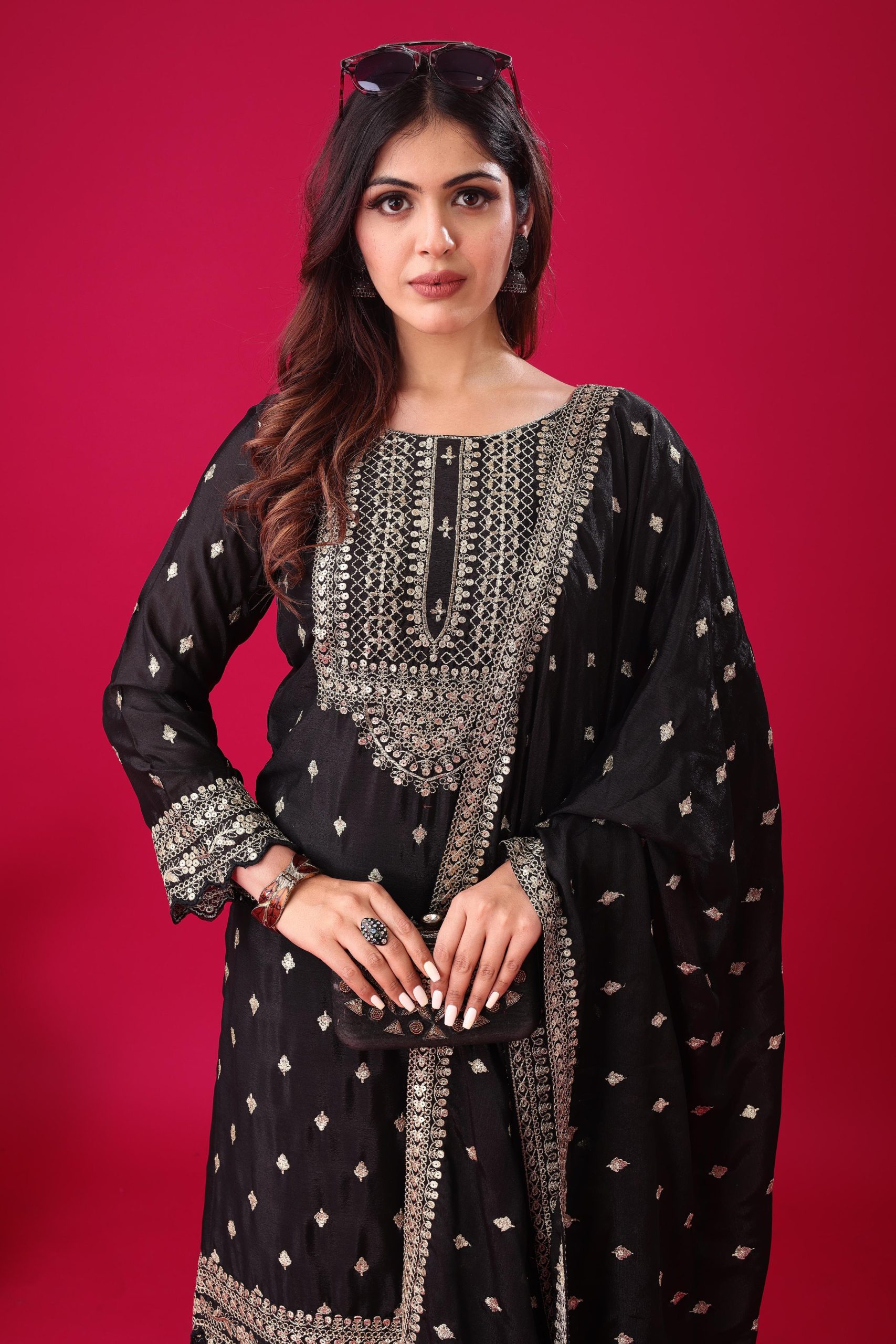 ZF 5006 Black Color Chinon Silk Sequence Work Salwar Suit Casual, Wedding, Festive, Events . Expected Delivery 4-6 Working Days @2149/- only | Jump Suits, Salwar suit, Casual Suits, Creative suits, Designer Suits, Palazzo Suits, Party Wear Suits, Patiala Suits, Straight Suits