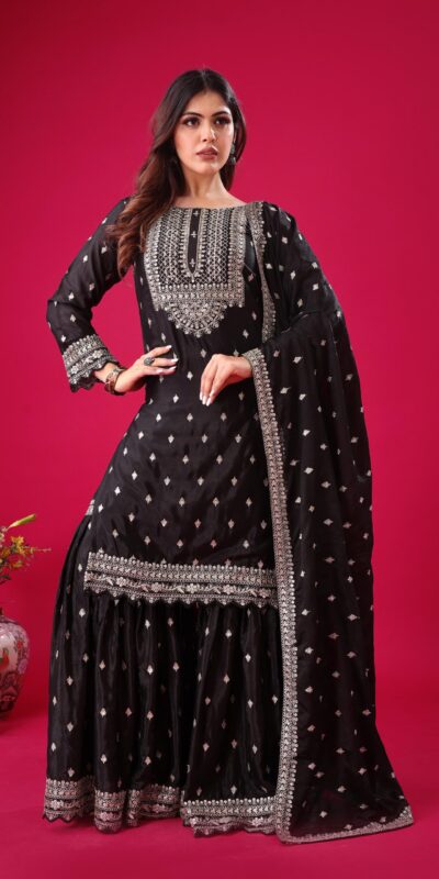 ZF 5006 Black Color Chinon Silk Sequence Work Salwar Suit Casual, Wedding, Festive, Events . Expected Delivery 4-6 Working Days @2149/- only | Jump Suits, Salwar suit, Casual Suits, Creative suits, Designer Suits, Palazzo Suits, Party Wear Suits, Patiala Suits, Straight Suits