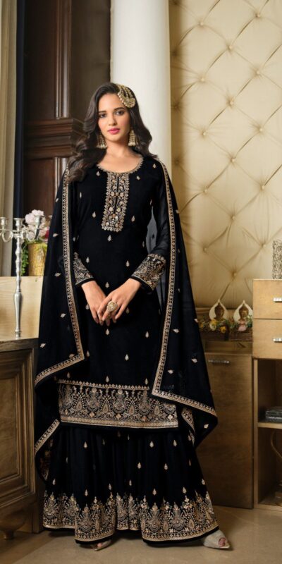 DS LT 8301 Black color Georgette Embroidery Sequence Work Sharara Suit Wedding, Festive, Events Etc. Expected Delivery 4-6 Working Days @2149/- | Jump Suits, Salwar suit, Casual Suits, Creative suits, Designer Suits, Palazzo Suits, Party Wear Suits, Patiala Suits, Straight Suits