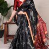 black Jacquard Weaving Saree