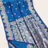 Blue Banarasi Lace Work Gold Zari Border Saree