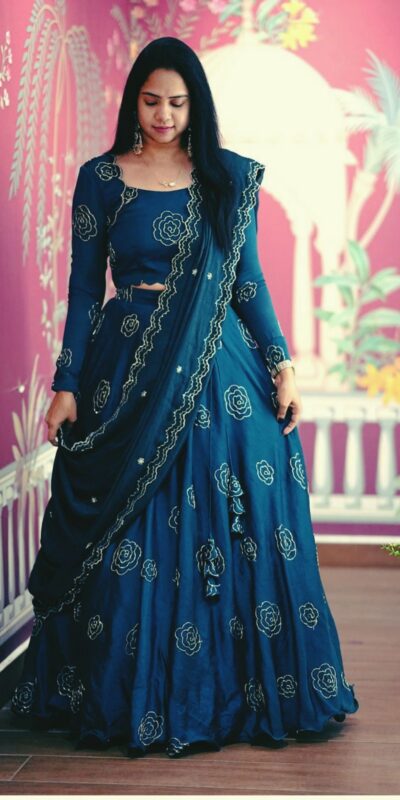 PC 553 Blue Chinon Lehenga Choli Perfect for Wedding, Party, Lohri, Engagement, Family Gatherings – . Affordable Price ₹2449. Delivery 4-6 Working Days | Lehenga, Bollywood Lehenga, Creative Lehenga, Designer Lehenga, Embroidered Lehenga, Party Wear Lehenga