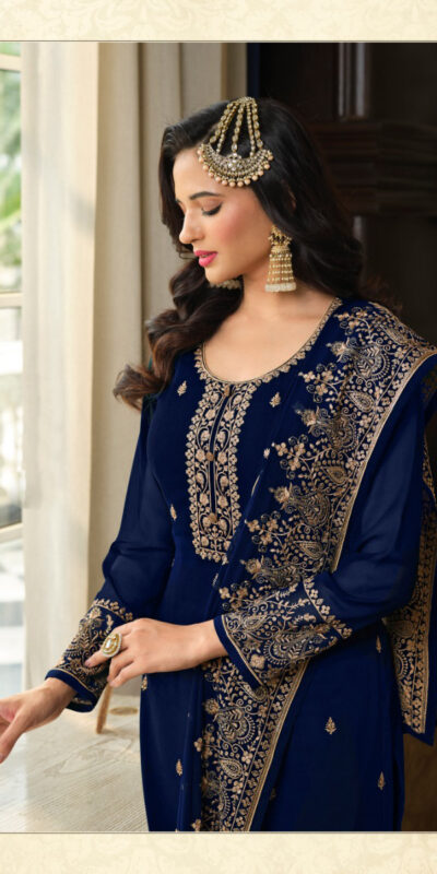 DS LT 8301 Blue color Georgette Embroidery Sequence Work Sharara Suit Wedding, Festive, Events Etc. Expected Delivery 4-6 Working Days @2149/- | Jump Suits, Salwar suit, Casual Suits, Creative suits, Designer Suits, Palazzo Suits, Party Wear Suits, Patiala Suits, Straight Suits