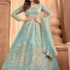 Blue Heavy Net Embroidery Work Salwar Suit