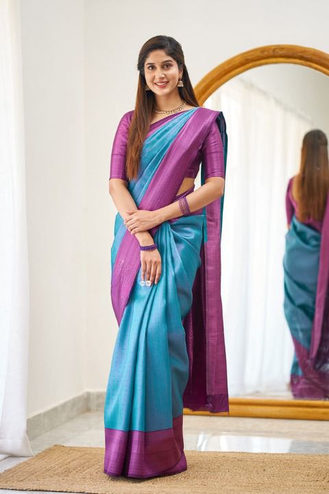 KPR 177 Blue in Soft Lichi Silk Jacquard Work Designer Work Saree . Now at just ₹1449. Delivery 4-6 Working Days. Shop now. | Sarees, Bollywood Sarees, Creative Sarees, Designer Sarees, Embroidered Sarees, Ethnic Saree, Modern Digital sarees, Party Wear Sarees
