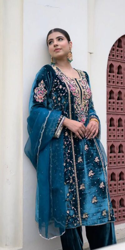 AD 184 Blue Viscose Velvet Salwar Suit with Embroidery Work. Introductory Price ₹2149. Delivery 4-6 Working Days. Shop now. | Jump Suits, Tops & Bottoms, Track Suits, Salwar suit, Casual Suits, Creative suits, Designer Suits, Palazzo Suits, Party Wear Suits, Patiala Suits, Straight Suits, Trendy Wear