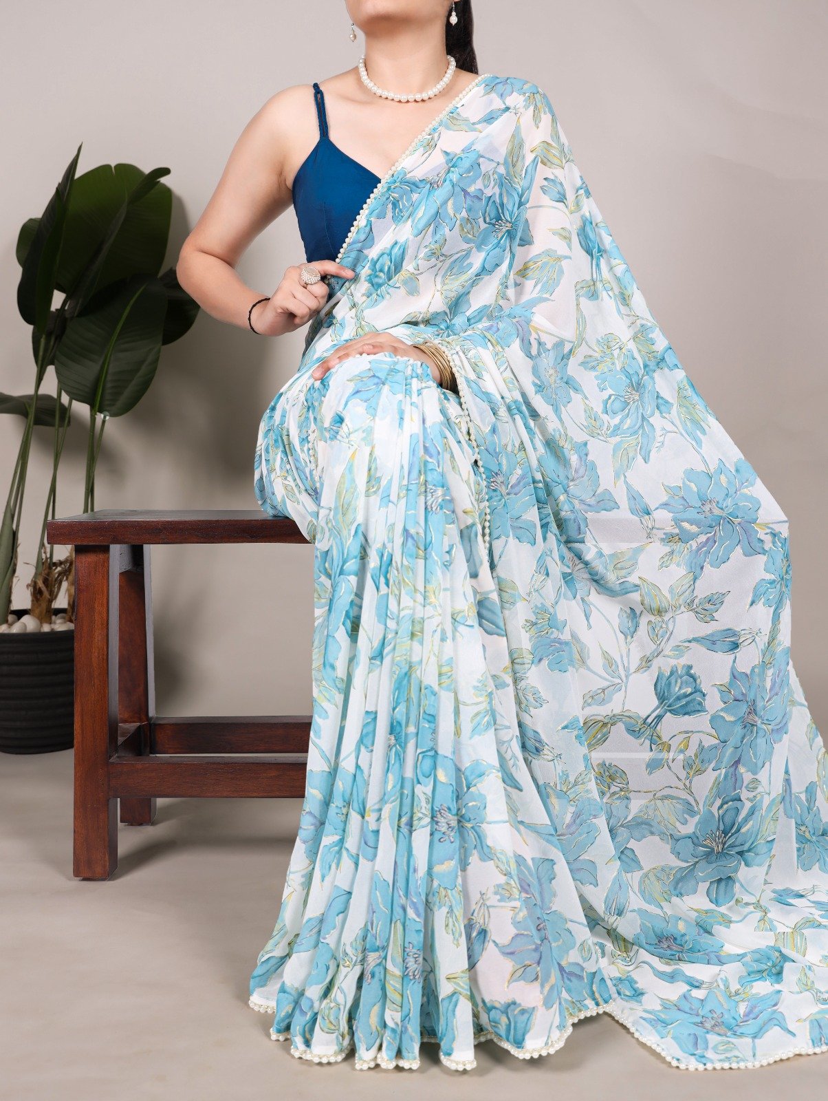 YNF 7006 Blue Color Weightless Marble Floral Print Pearl Lace Border Saree , Wedding, Festive, Events . Expected Delivery 4-6 Working Days @1599/- only | Sarees, Bollywood Sarees, Creative Sarees, Designer Sarees, Embroidered Sarees, Ethnic Saree, Modern Digital sarees, Party Wear Sarees