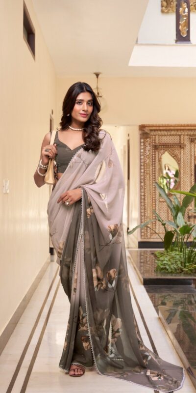 YNF 7038 Coffee Color Weightless Marbal Floral Printed Lace Border Saree Casual, Wedding, Festive, Events . Expected Delivery 4-6 Working Days @1549/- only | Sarees, Bollywood Sarees, Creative Sarees, Designer Sarees, Embroidered Sarees, Ethnic Saree, Modern Digital sarees, Party Wear Sarees