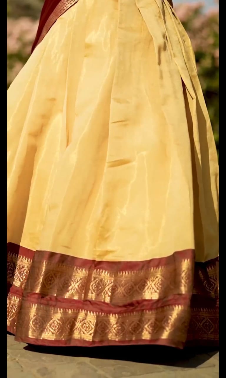 LNB 2001 Cream Color Peaceful Kanchipuram Zari Weaving Lehenga Choli Wedding, Festive, Events Expected Delivery 4-6 Working Days@2199/- Only | Lehenga, Bollywood Lehenga, Creative Lehenga, Designer Lehenga, Embroidered Lehenga, Party Wear Lehenga