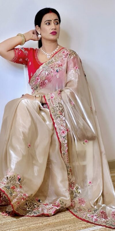 SC 1008 Cream Organza Silk Saree Perfect for Wedding, Party, Eid, Makar Sankranti, Anniversary –. Affordable Price ₹2399. Delivery 4-6 Working Days. | Sarees, Bollywood Sarees, Creative Sarees, Designer Sarees, Embroidered Sarees, Ethnic Saree, Modern Digital sarees, Party Wear Sarees