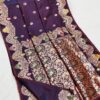 Dark Purple Banarasi Lace Work Gold Zari Border Saree